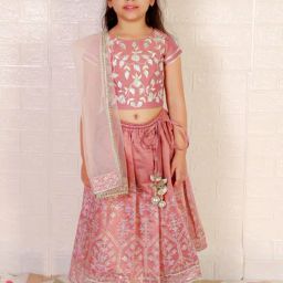 Lil Drama Kids Dusty Pink Embroidered Lehenga, Choli with Dupatta-image-52
