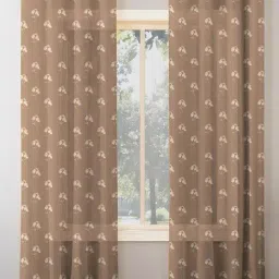 SPACES DRAPE STORY Boho Floral Brown Polyester 9 ft Sheer Long Door Curtains - Set of 2-image-20