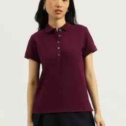 United Colors Of Benetton Wine Cotton Blend Solid T-Shirt-picture-6