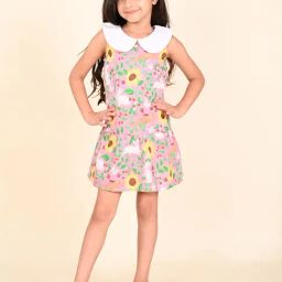 LilPicks Kids Pink Floral Print Dress-image-99