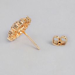 justpeachy Gold-Toned & White Cubic Zirconia Circular Studs image 3