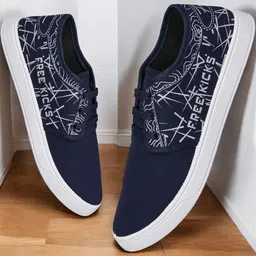 Free Kicks Men Navy Blue Canvas Marking Running Sports Shoes-picture-14