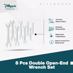 Hillgrove HGCM484M1 Hex Allen Key with 8 Pcs Double Open End Wrench Set Bolt Spanner Tool Allen Key Set image 2