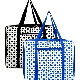 Kuber Industries Set Of 2 Dot Printed Foldable Travel Luggage Duffle Bag-58