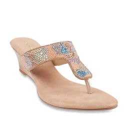 Mochi Women's Rose Gold Thong Wedges-image-33