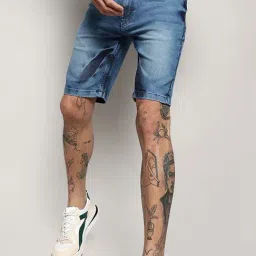 Campus Sutra Blue Regular Fit Denim Shorts-picture-11