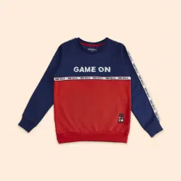 Pantaloons Junior Navy & Red Cotton Color Block Full Sleeves Sweatshirt-47