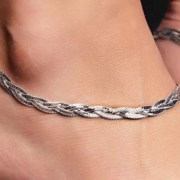 Zavya 92.5 Sterling Silver Anklet for Women (Pair of Anklets) in Rhodium-Plating-1
