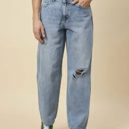 High Star Light Blue Relaxed Fit Distressed Jeans-image-64
