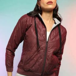 Campus Sutra Brown Quilted Pattern Jacket-48