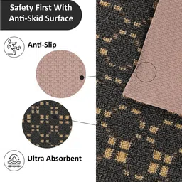 Kuber Industries Grey & Beige Cross Tee Rectangular Anti-Skid Doormats image 2