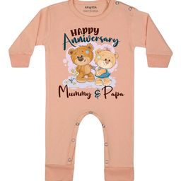 Arvesa Happy Anniversary Mummy & Papa Printed Bodysuit-image-94