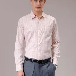 Luxe by TIGC Men Spread Collar Micro Checked Slim Fit Formal Shirt-image-78