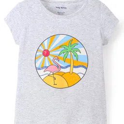 Lazy Bones Cotton Half Sleeves Top Flamingo Print - Grey-picture-21