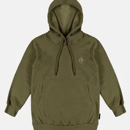 Kiddopanti Full Sleeves Solid Hooded Sweatshirt  - Military Green-picture-48