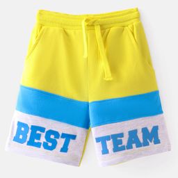 Babyhug Cotton Knit Text Printed Shorts - Multicolour-image-79