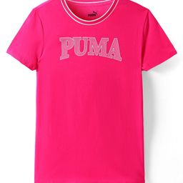 PUMA Cotton Knit Half Sleeves T-Shirt with Brand Logo Print - Pink-image-18