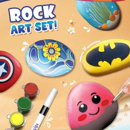 Intelliskills DIY Rockin' Art Set for Kids | Rock Art & Craft | Creative Activity Kit | Boosts Focus & Hand Control | Multicolour Paints Included | For Gifting | BIS Certified | Educator Recommended-28