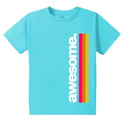 KAVEE Pure Cotton Half Sleeves Awesome Text Printed Bio Washed Tee - Sky Blue-picture-21