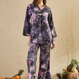 SANSKRUTIHOMES Floral Printed Pure Cotton Top & Trouser Co-Ord Set-picture-5