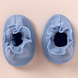 Ben Benny Interlock Knit Solid Color & Elephant Print Booties Pack of 3 - White & Blue image 2