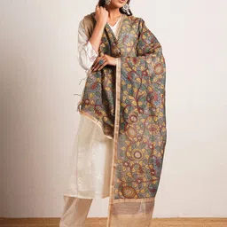 JAYPORE Ethnic Motifs Printed Cotton Silk Dupatta-picture-30