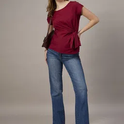 The Roadster Lifestyle Co Round Neck Top With Front Knot-picture-31