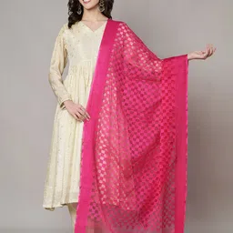 MUFFLY Checked Fringed Cotton Dupatta-image-18