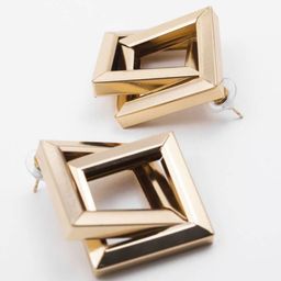 CareDone Gold-Plated Square Shaped Drop Earrings image 2