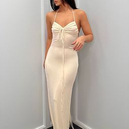 LULU & SKY Ruched Halter Neck Maxi Dress-image-74