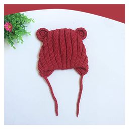 MOMISY Knitted Woolen Earlap Cap With Knot Red - Circumference  48 cm image 3