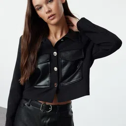 Trendyol Women Crop Tailored Jacket-image-95