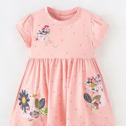 Xsole Girls Conversational Printed Applique Cotton Fit & Flare Dress-image-94