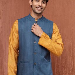 Fabindia Striped Woven Nehru Jacket-picture-18
