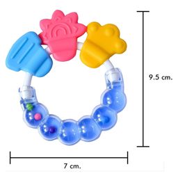 Enorme Peach Fruit Shape Silicone Teether with Round Shape BPA Free Silicone Bell Teether Ring for Infants - Multicolour image 5