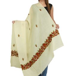 Exotic India Women Floral Embroidered Pure Wool Shawl-picture-11