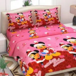Aura Cartoon Characters Printed 144 TC King Double Bedsheet with 2 Pillow Covers-image-81