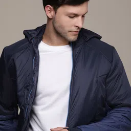 French Connection Solid Padded Jacket with Detachable Hood-image-34