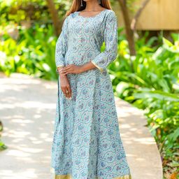 Libas Floral A-Line Maxi Ethnic Dress-image-17
