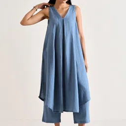 Aaysa Kurti Pure Cotton V-Neck Tunic & Trousers Co-Ord Set-picture-39