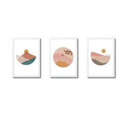 Aisha Decorz Multicolor Set of 3 Wood Rectangle Wall Paintings-picture-36