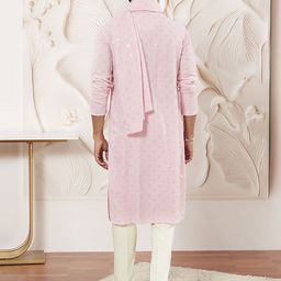 VASTRAMAY Men Floral Embroidered Regular Sequinned Kurta with Pyjamas & With Dupatta image 2