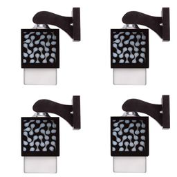 Gojeeva Black & White 4 Pieces Textured Wooden Square Shaped Wall Lamps-picture-47