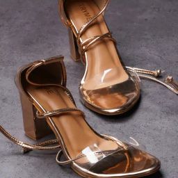The White Pole Women's Rose Gold Gladiator Sandals-image-39