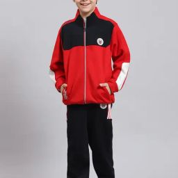 Monte Carlo Kids Red & Navy Solid Full Sleeves Tracksuit-image-75
