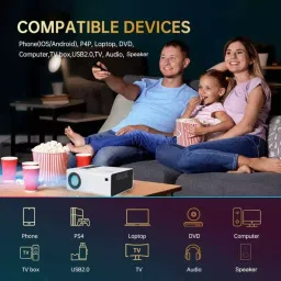 IBS PS4 Gaming Full HD Inbuilt YouTube & High Sound Speaker Portable Projector (Grey Black) image 2