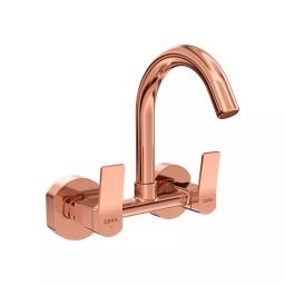 CERA Sylvina Sink Mixer Quarter Turn Wall Mount PVD Finish Rose Gold with Long Swivel Spout, F1021501RG-image-47