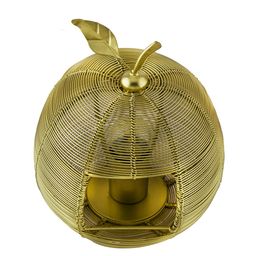 Homesake Gold-Toned Self Design Handcrafted Apple Shaped Table Lantern image 5