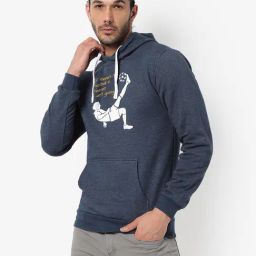 Campus Sutra Blue Cotton Regular Fit Printed Hooded Sweatshirt-image-72