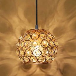 Homesake Gold Metal Glossy Crystal Dual Ring Half Round Hanging Light-image-10